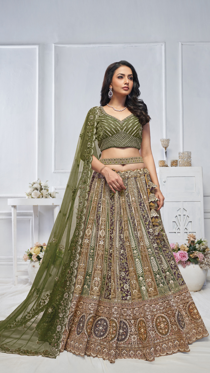 The Grandeur Green bridal lehenga