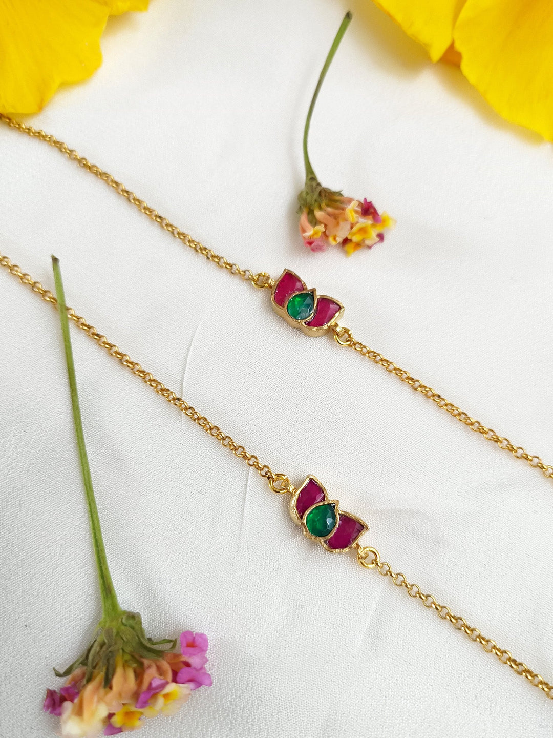 Zinovia M & G Lotus Flower Kundan Anklet