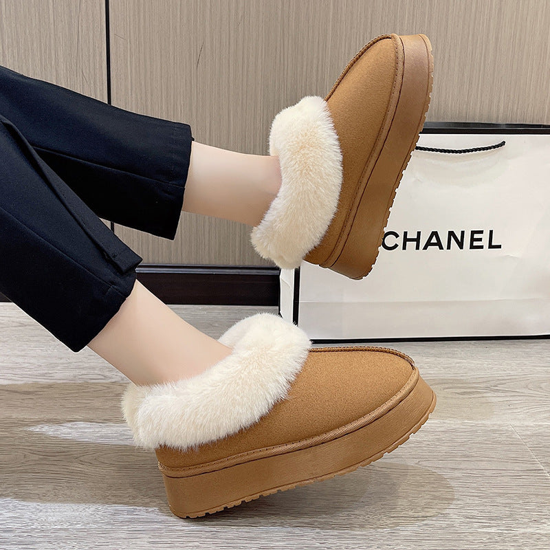 Women's Poppy Cozy Platform Boots - Plush Faux Fur Cuff Slip-On Winter Booties (US 5-10.5)