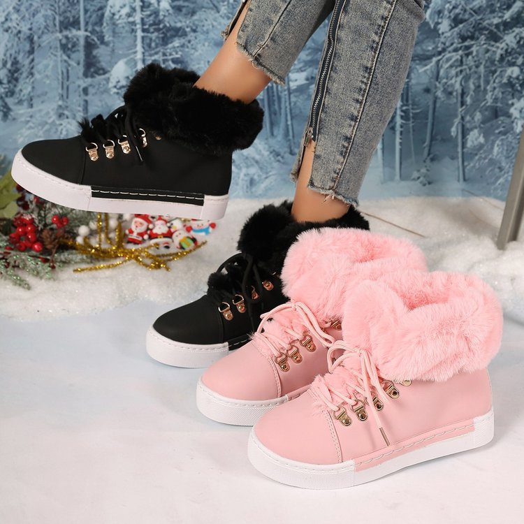 Women's Heritage Plush Snow Boot - Platform Winter Boots with Faux Fur Lining & Classic Lace-Up Design (US 5-10.5)