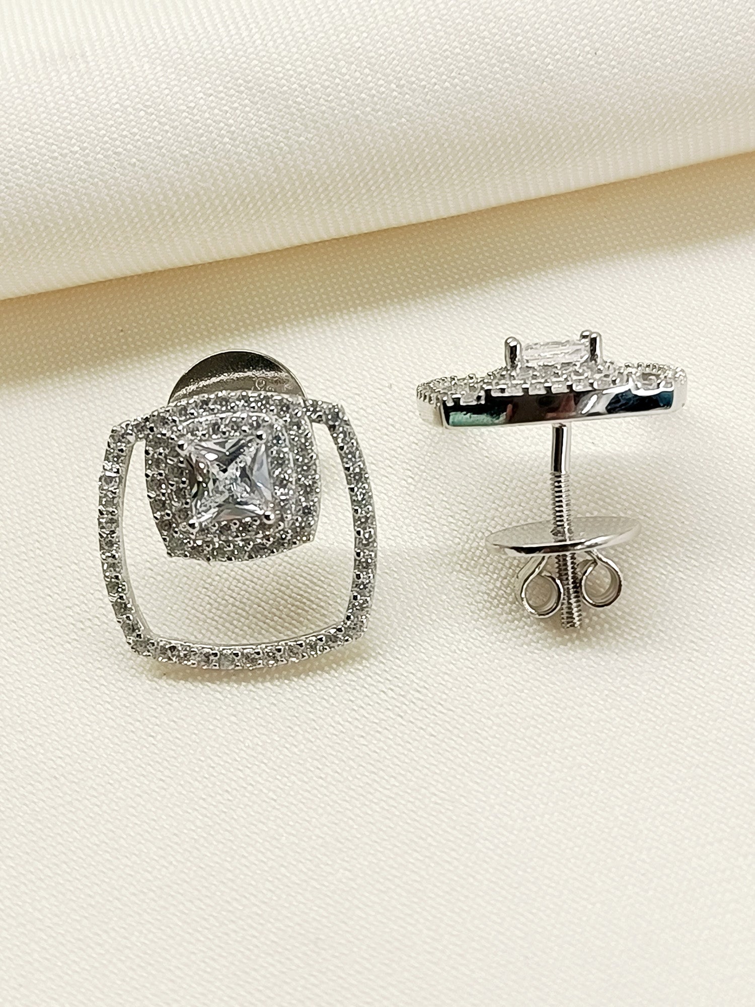 Aaminah 92.5 Silver Swarovski Stone Tops - qivii