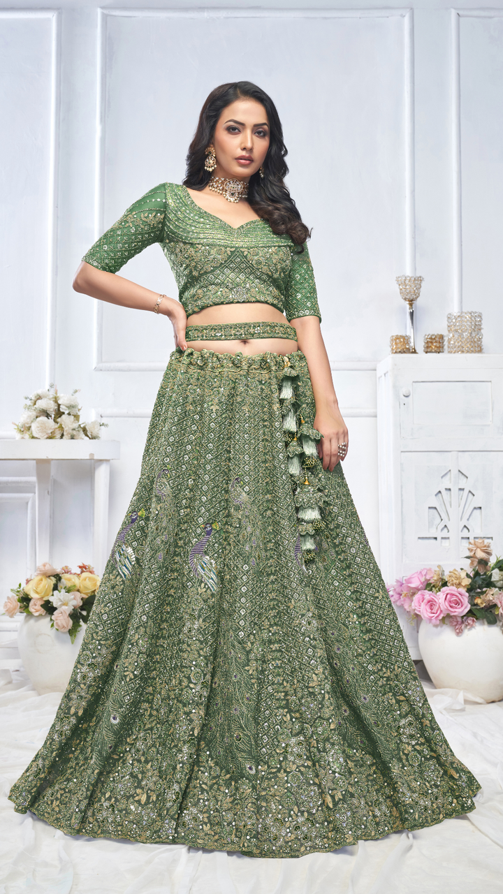 Graceful Green bridal wear lehenga