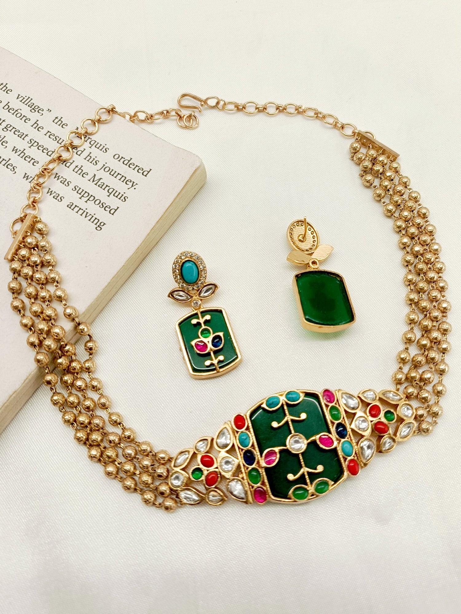 Dimpy Multi Colour Kundan Choker Set - qivii