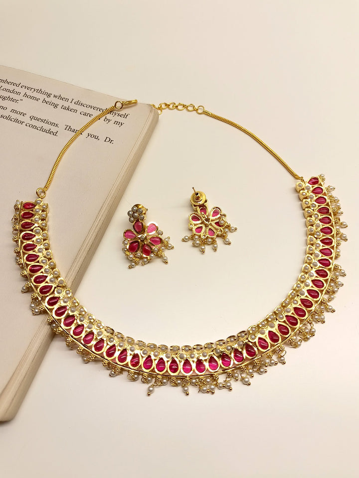 Adira Ruby Jadau Necklace Set