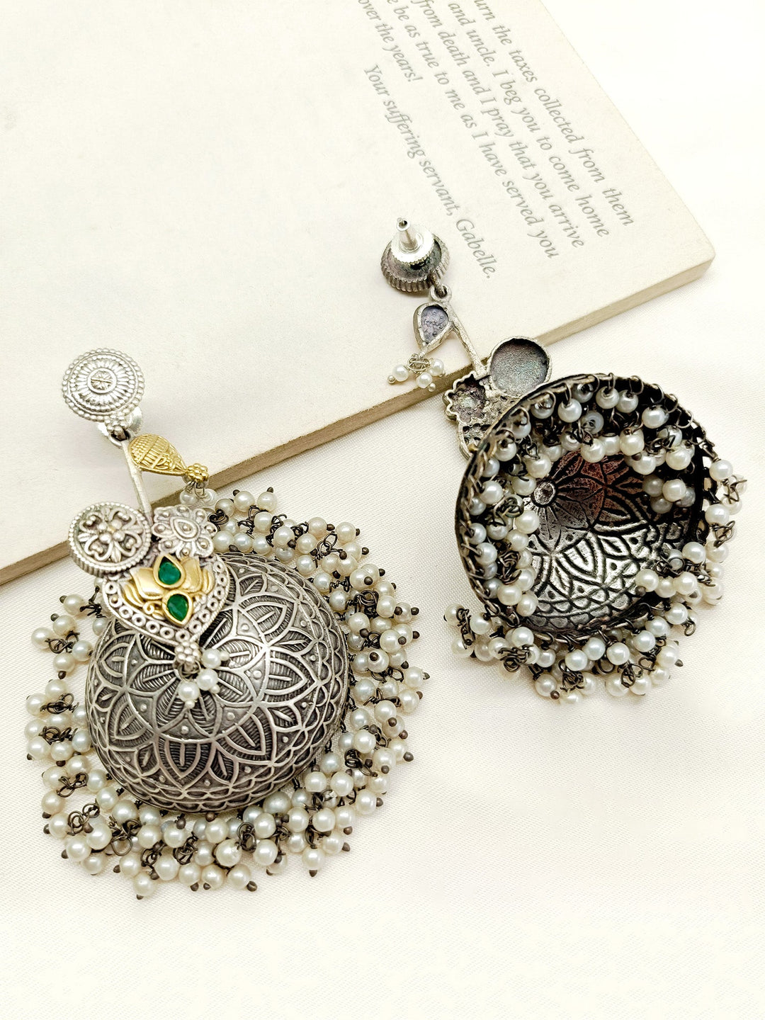 Masozi Green Oxidized Jhumki