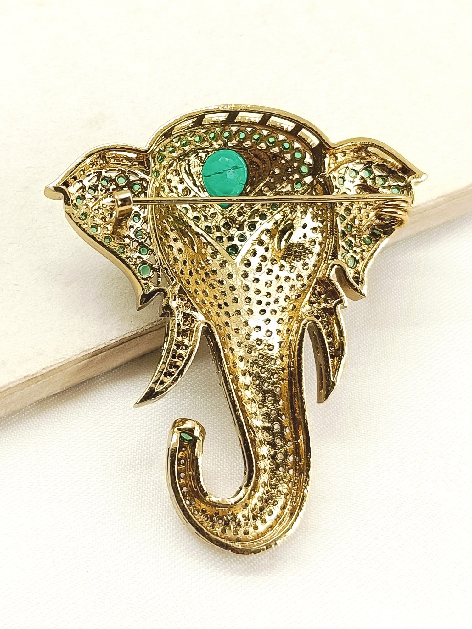 Pranav Green Elephant's Brooch