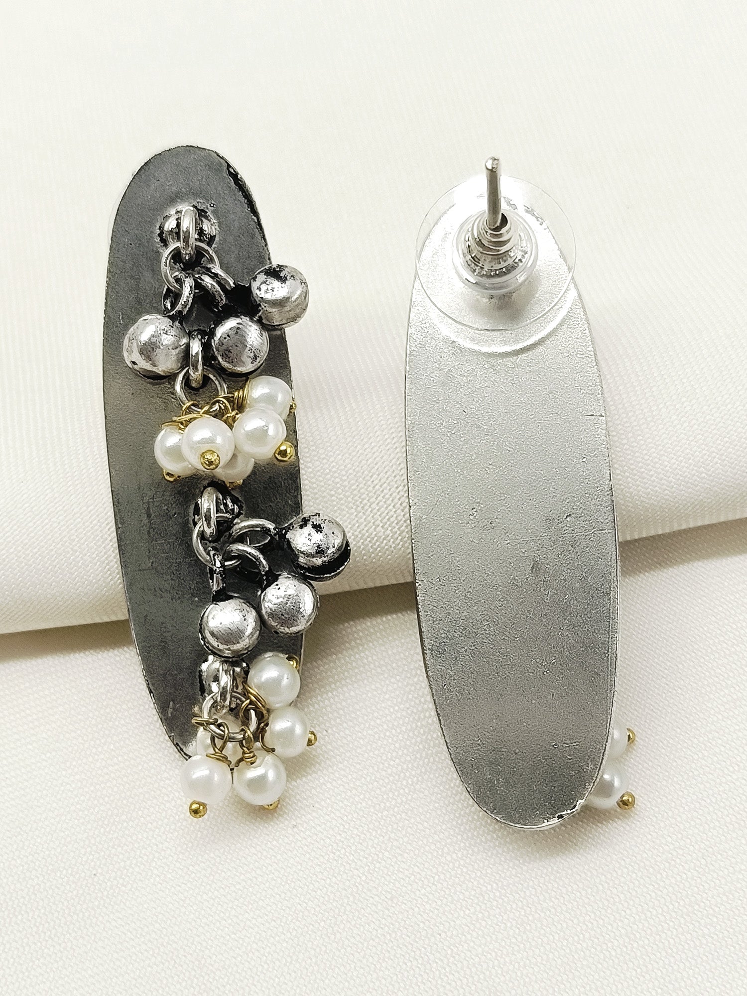 Hayat White Pearl Oxidized Tops