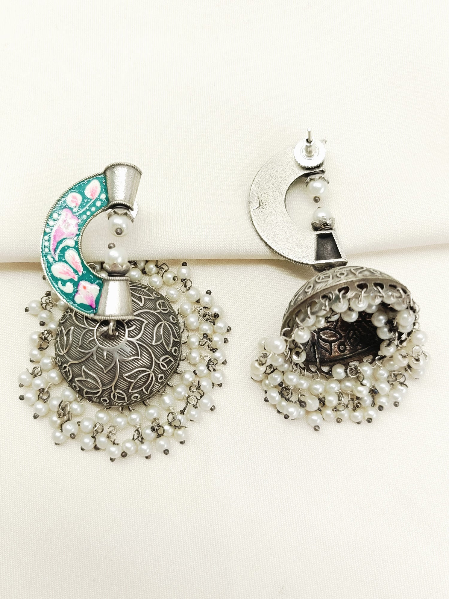 Yesha Blue Oxidized Jhumki