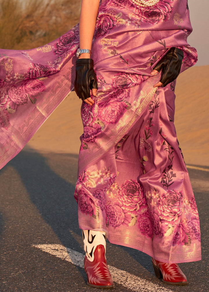 Gorgeous Purple Woven Tussar Silk Saree - qivii