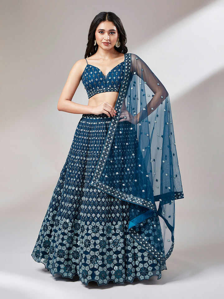 Heavy Sequins Embroidered Net Stitched Lehenga choli