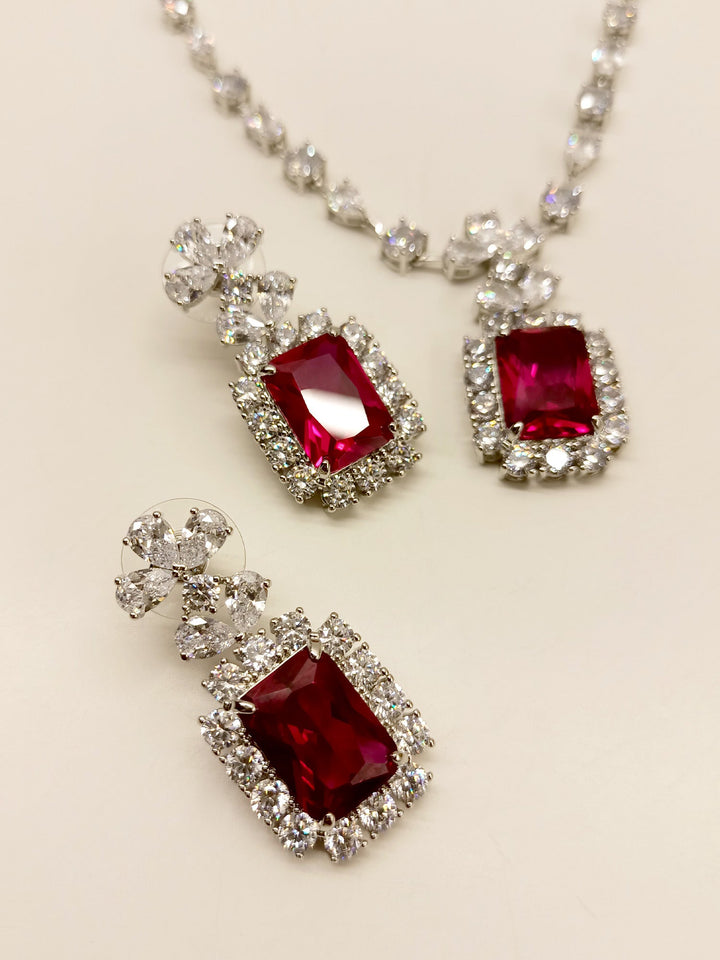 Iksha Majenta American Diamond Set