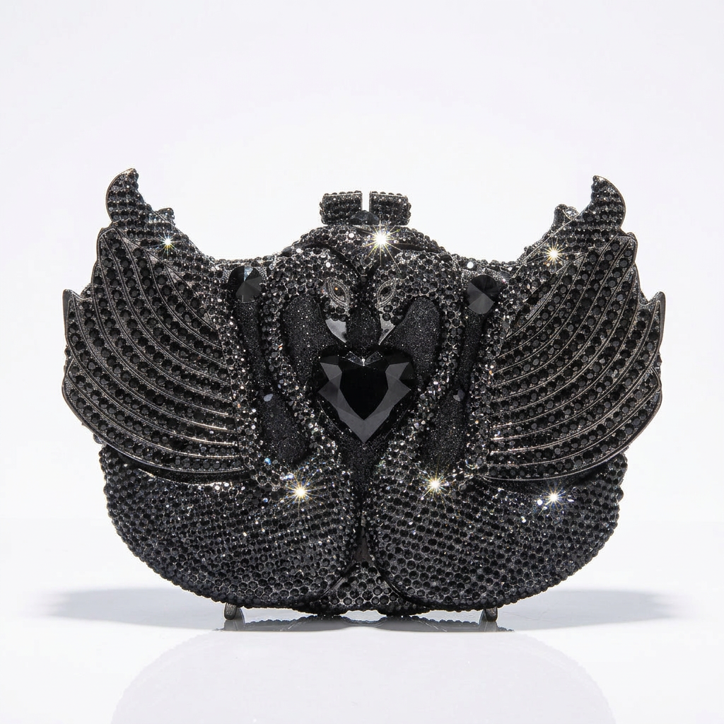 Midnight Swan Crystal Clutch  - By Qivii
