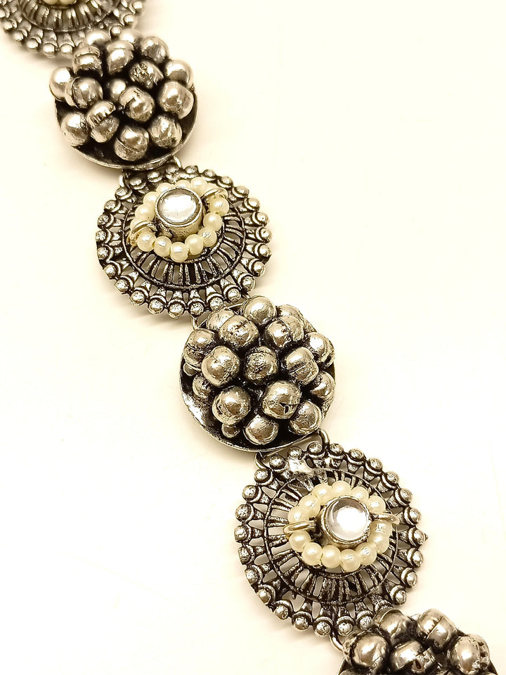 Jivika Cream Oxidized Silver Bracelet