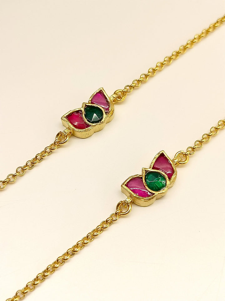 Waliya M & G Lotus Flower Kundan Anklet