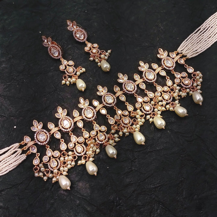 Rubi White Rose Gold Plated Kundan Choker