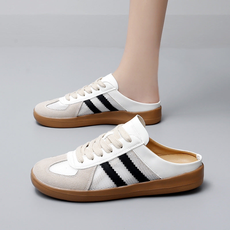 Women's Mesh Mule Slippers German Trainer - Inspired Slip-Ons for Women | Spring-Summer Comfort Shoes with Arch Support