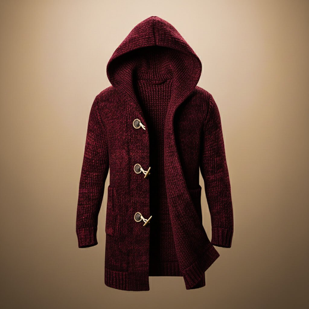 Adrian Wool Knit Hooded Cardigan  - By Qivii