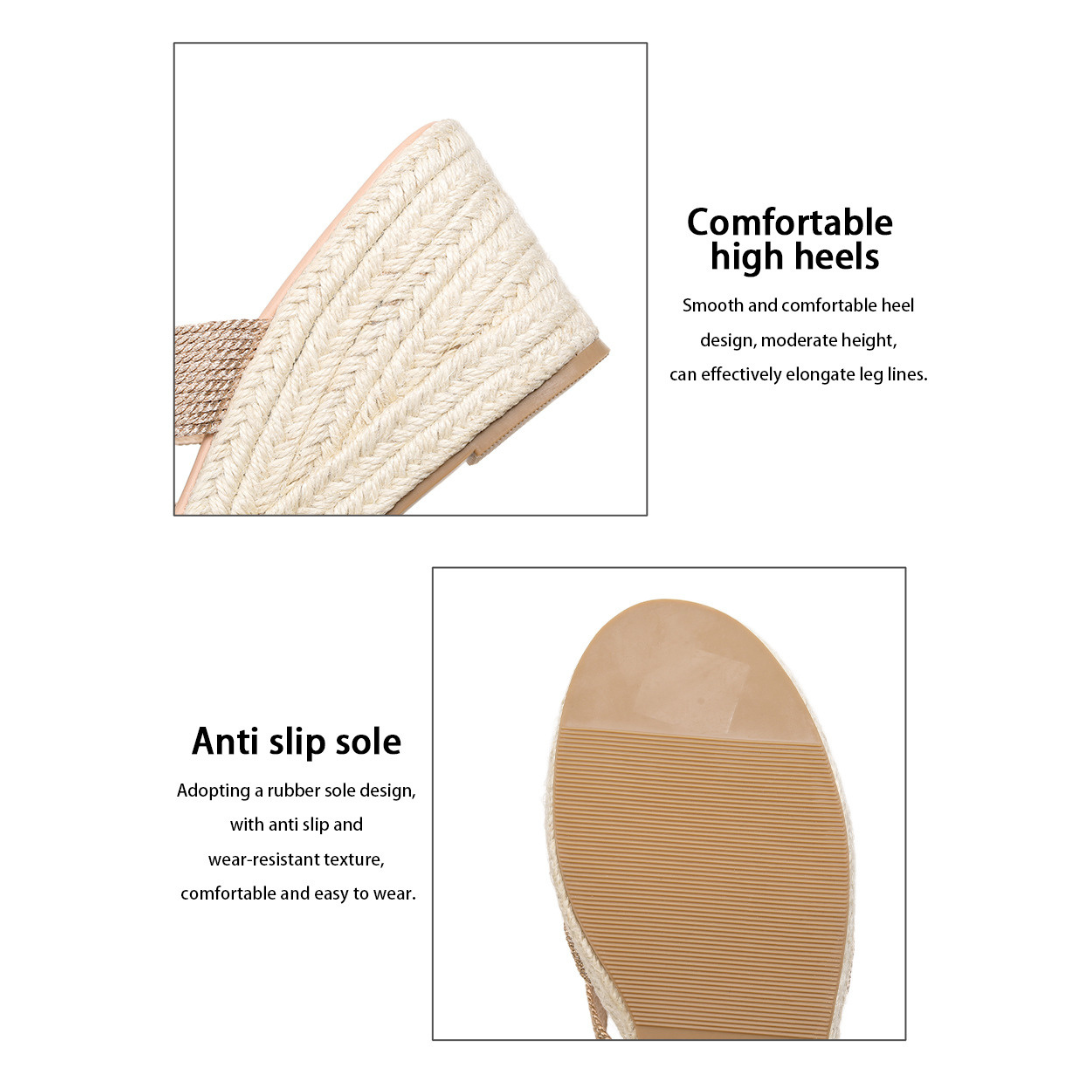Women's Rosalie Woven Rope Espadrille Wedge Sandals - Artisan Platform Open-Toe Summer Shoes (US 4-10.5)