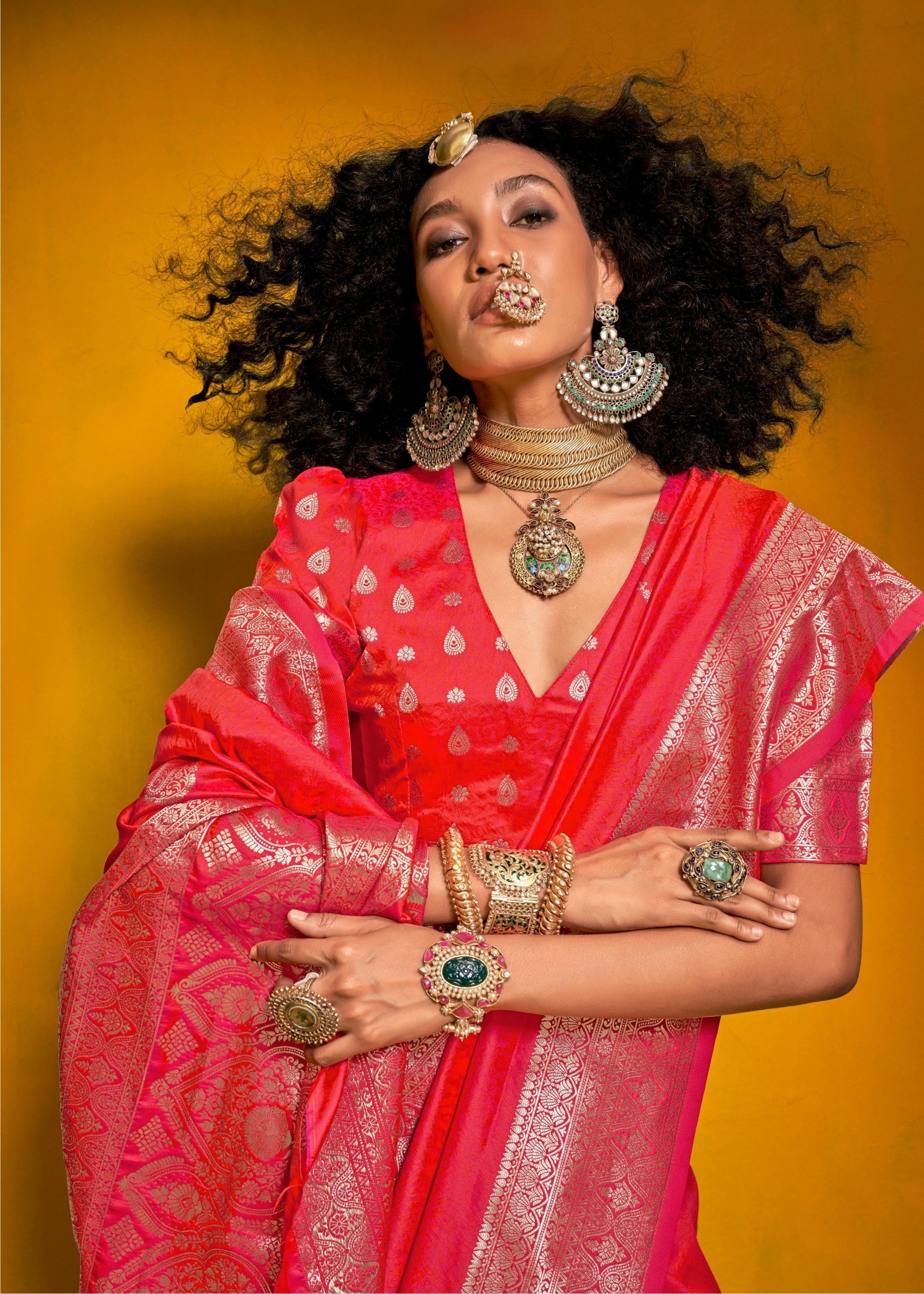 Megenta Two Tone Handloom Weaving Silk Saree - qivii