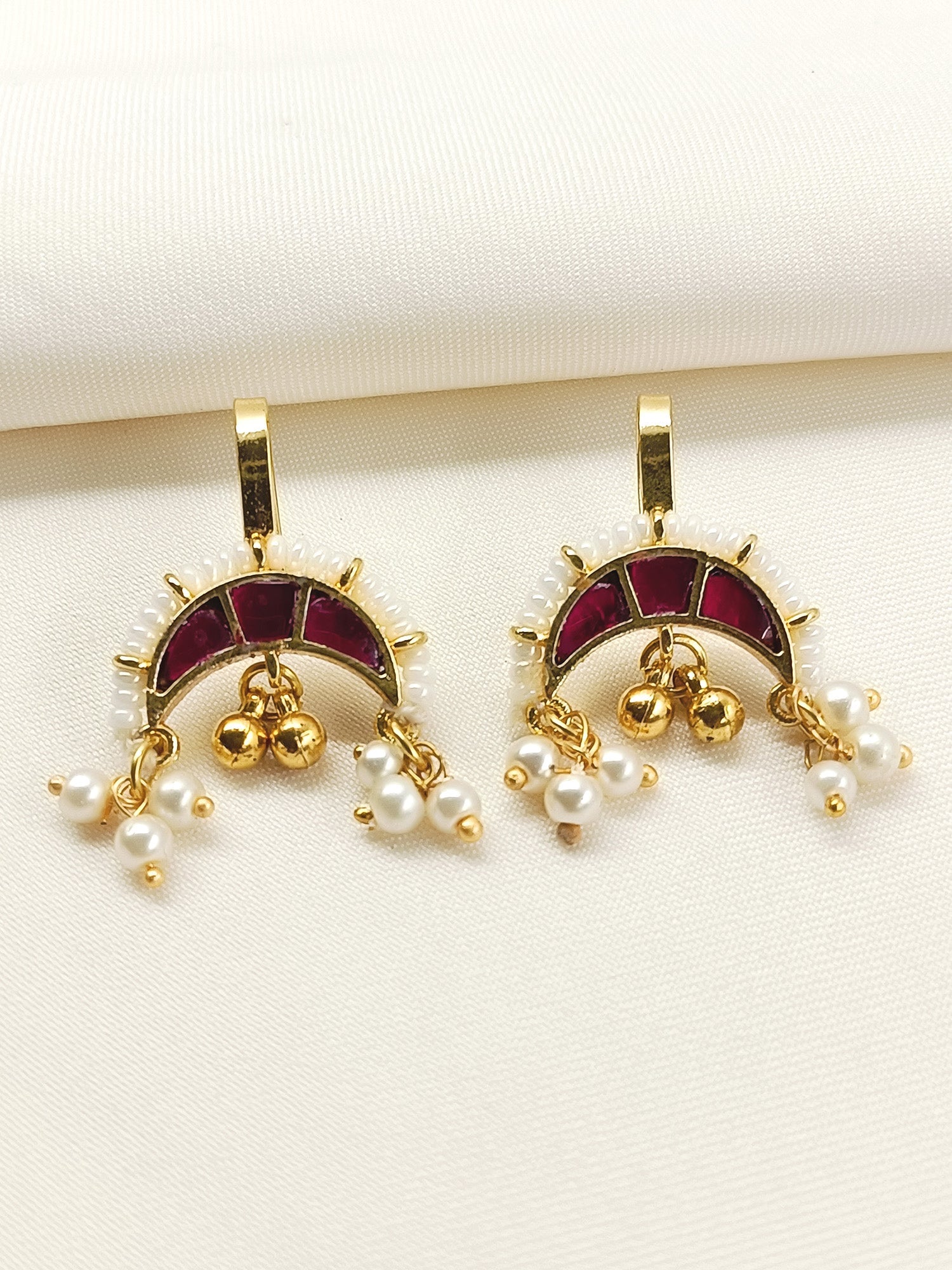 Hoor Ruby Gold Plated Kundan Ear Cuff  [ Price is for Pair ]