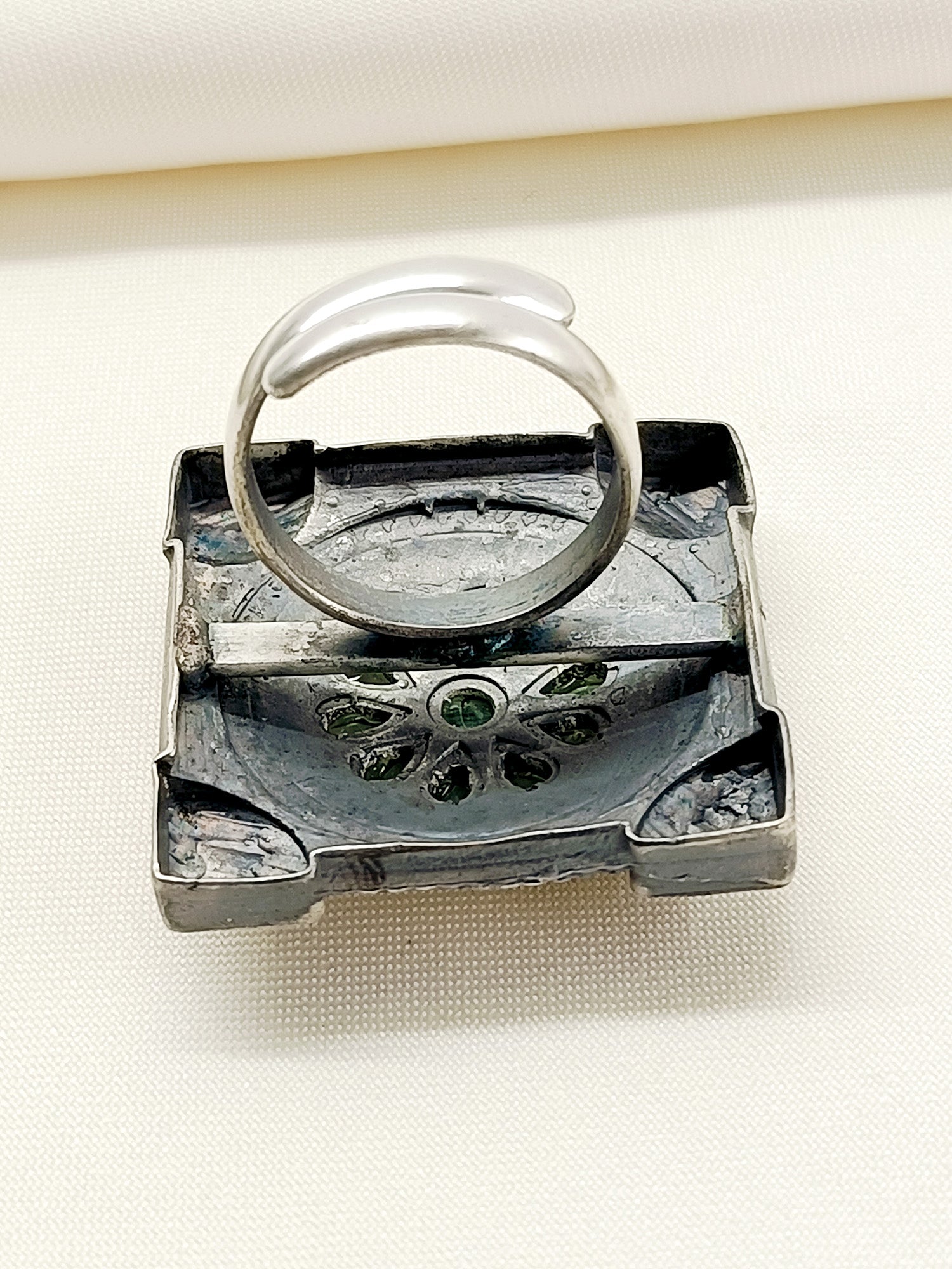 Farida Mint Green Oxidized Finger Ring