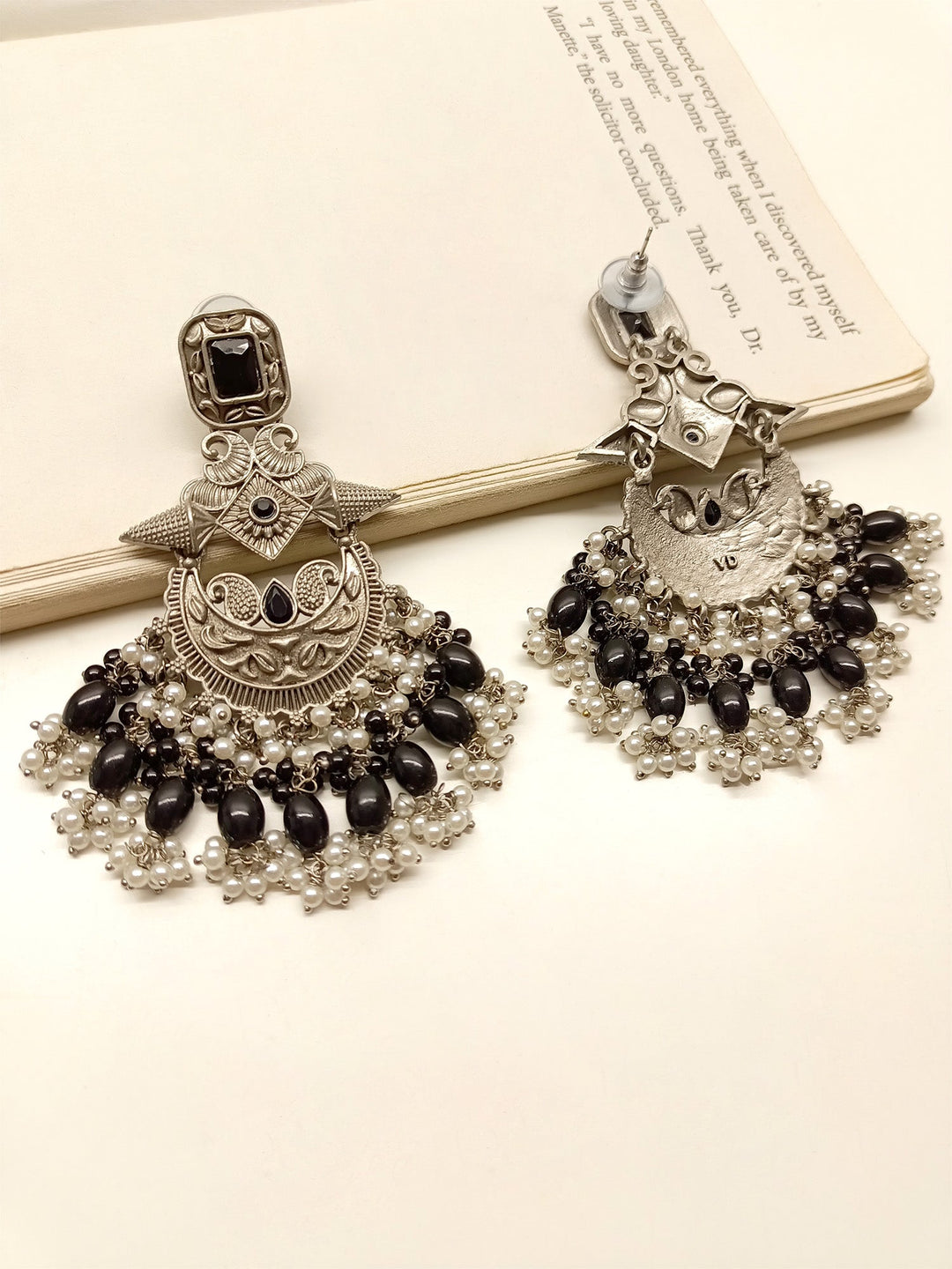 Cheryl Black Oxidized Earrings