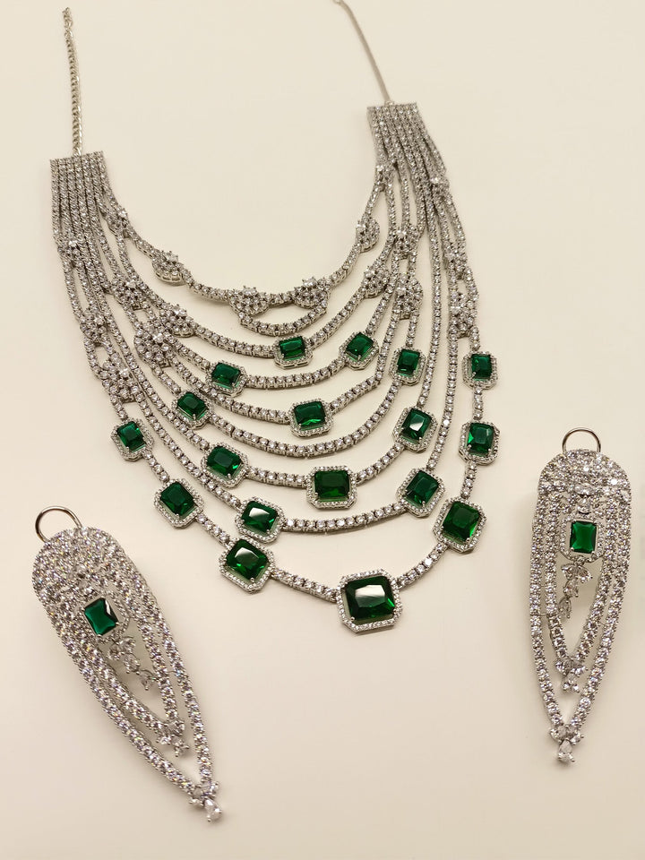 Bailey Green American Diamond Necklace Set