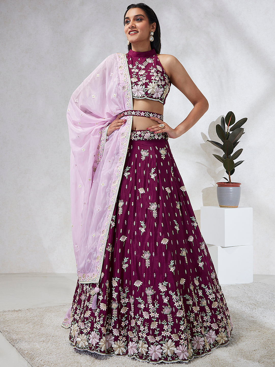 Georgette Sequins with Heavy Zarkan Embroidered Stitched Lehenga choli