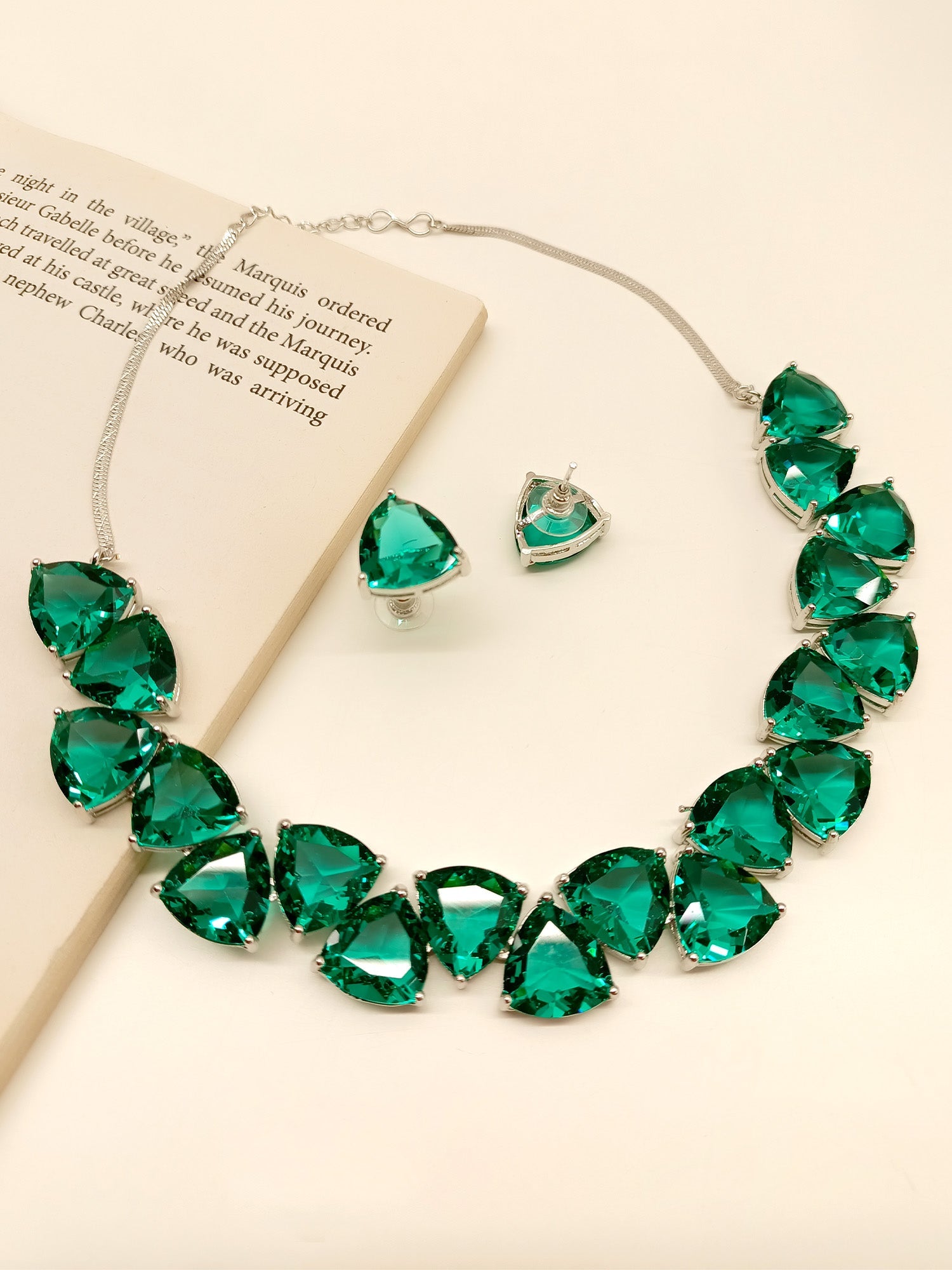Prakriti Turquoise American Diamond Set - qivii