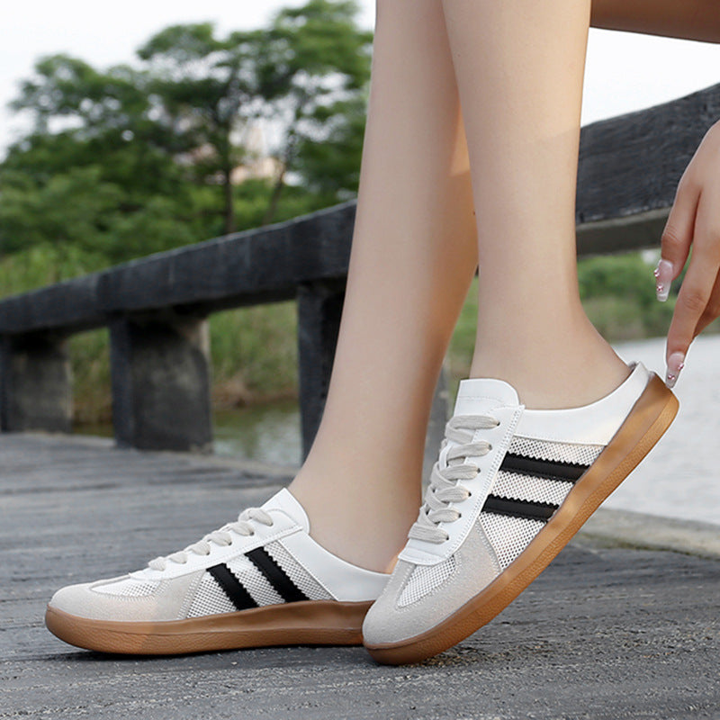 Women's Mesh Mule Slippers German Trainer - Inspired Slip-Ons for Women | Spring-Summer Comfort Shoes with Arch Support