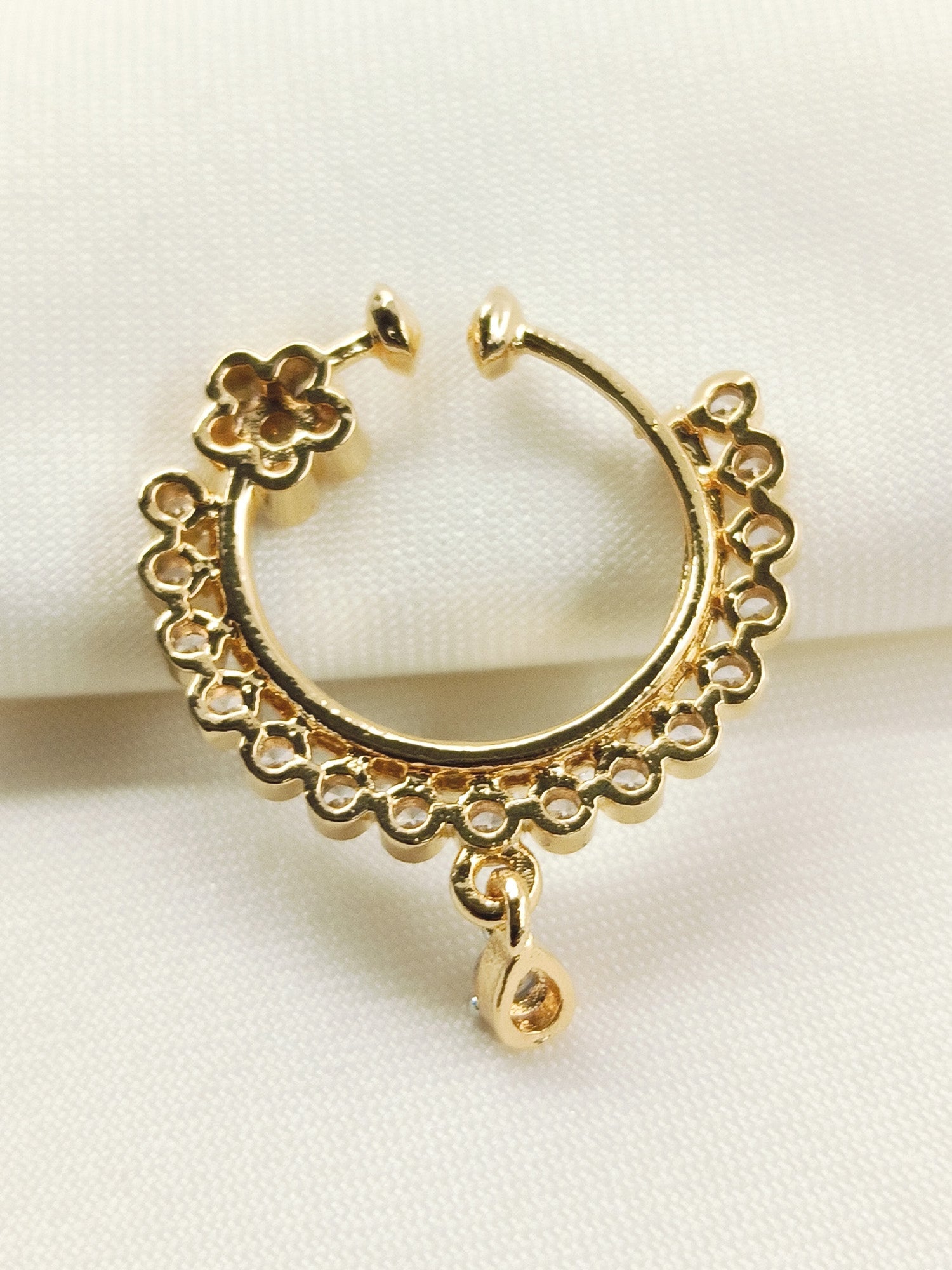 Eshita White American Diamond Nath