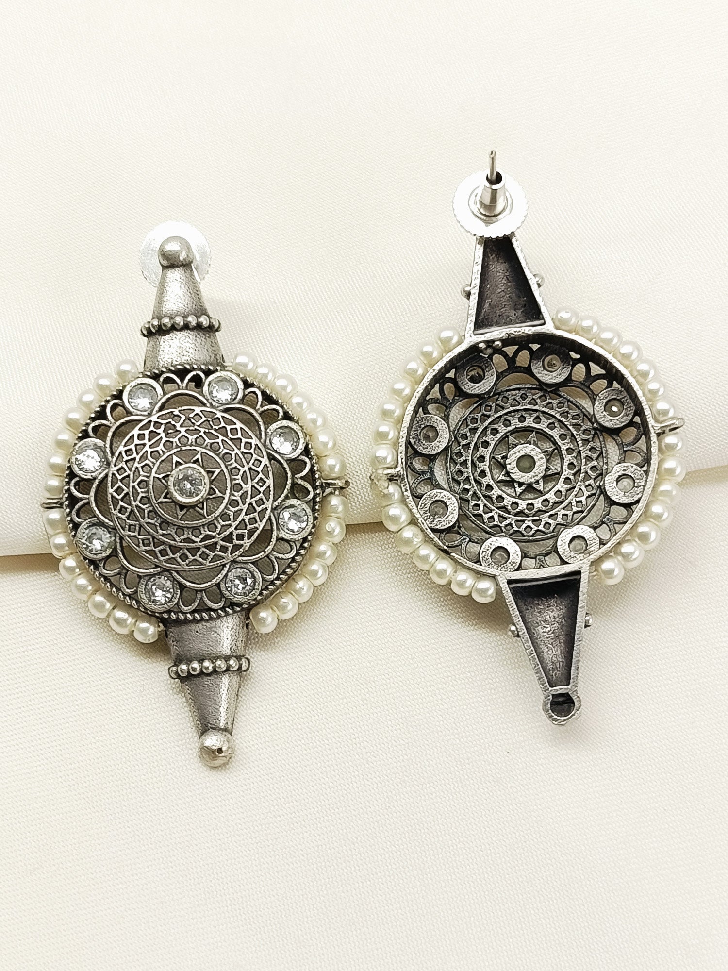 Inika White Pearl Oxidized Earring