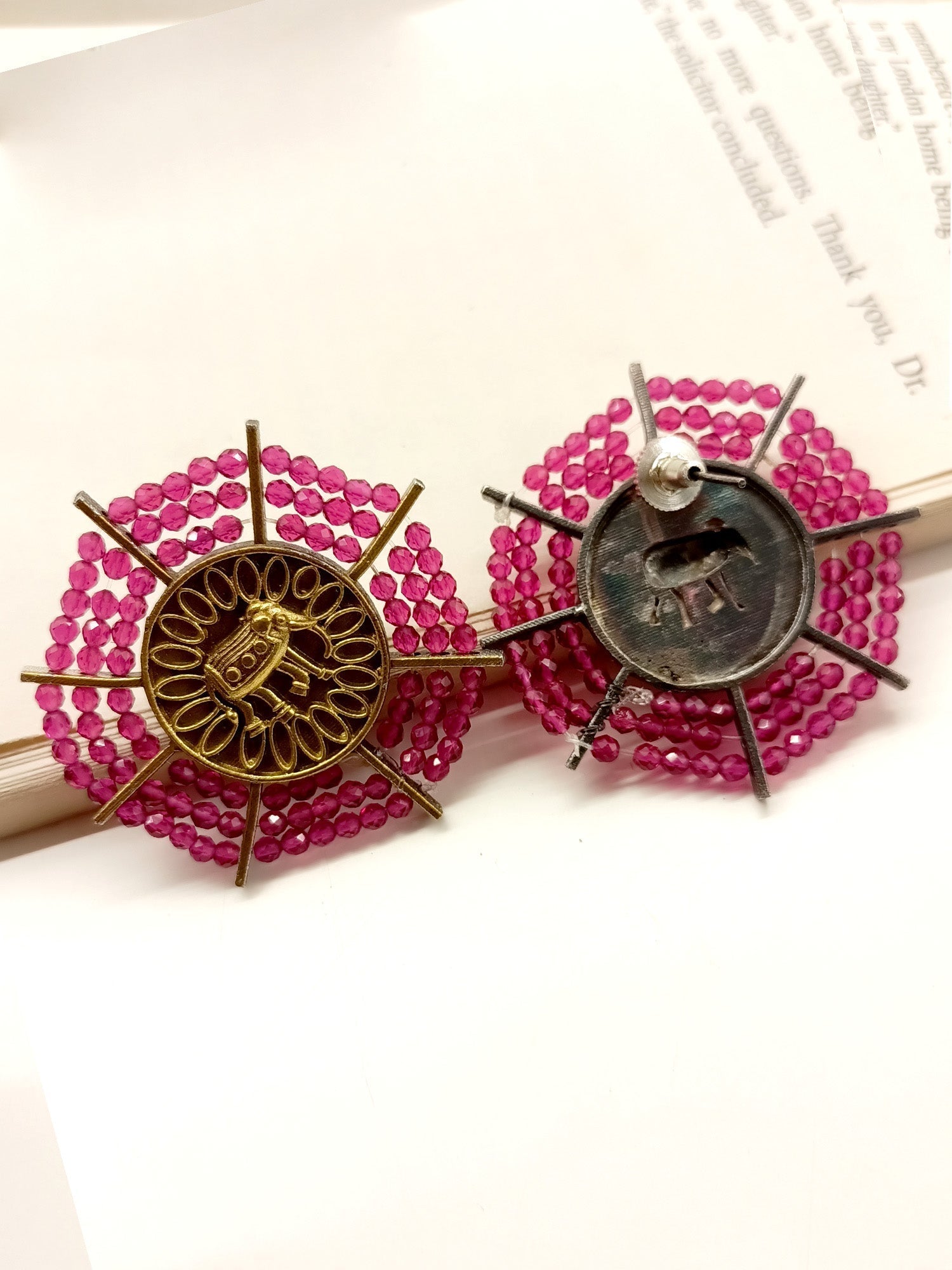 Damaris Rose Pink Elephant Oxidized Tops - qivii