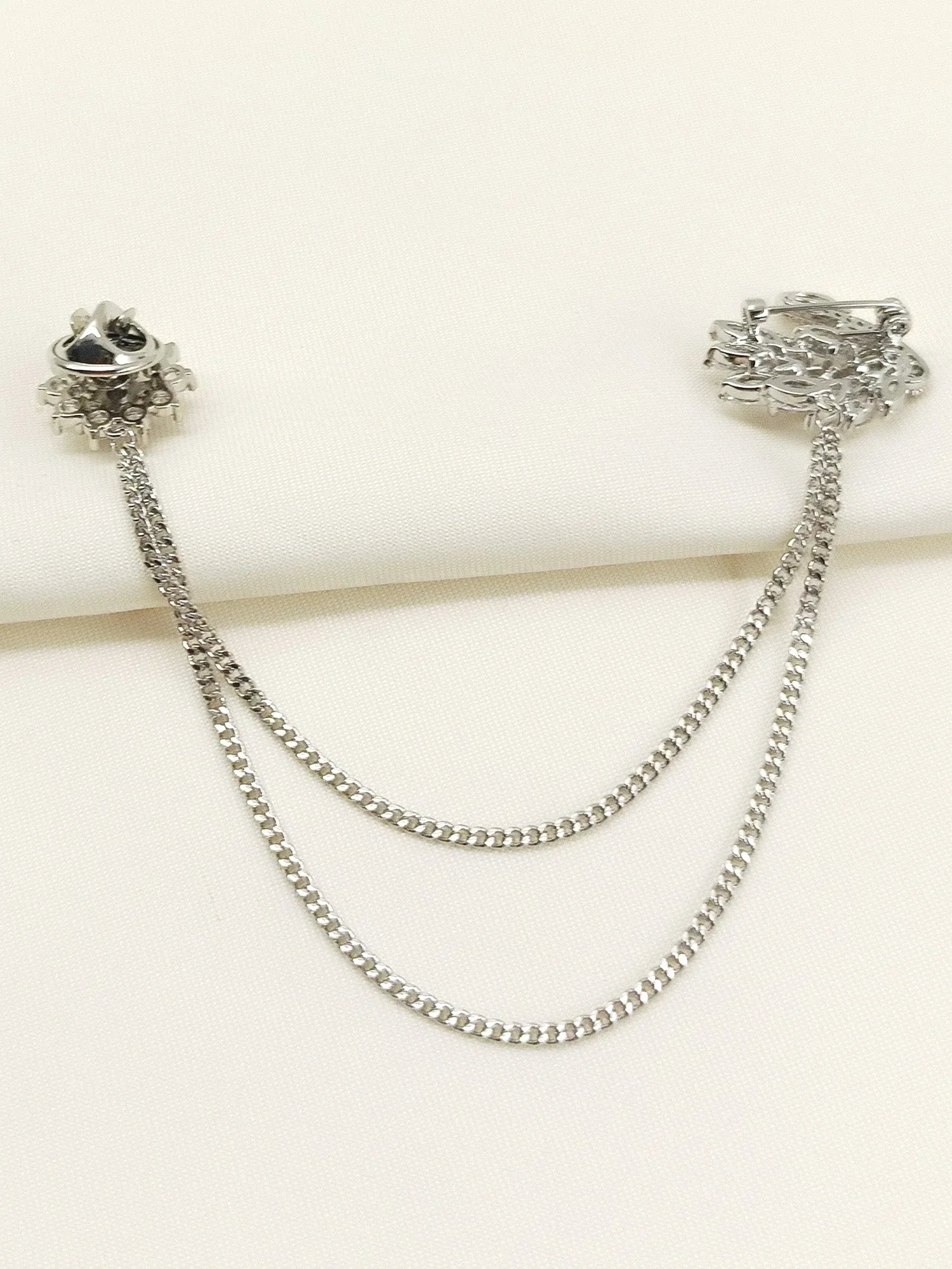 Oshin Silver Swan Brooch Pin With Chain
