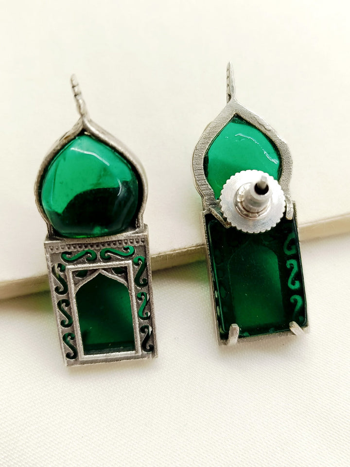 Benazir Green German Silver Oxidized Tops