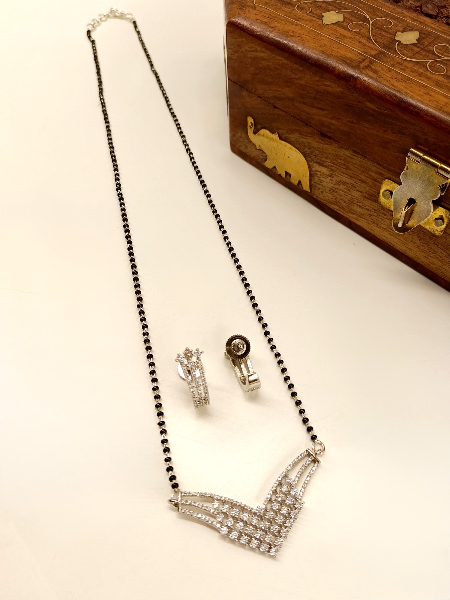 Kalaka White American Diamond Mangalsutra - qivii