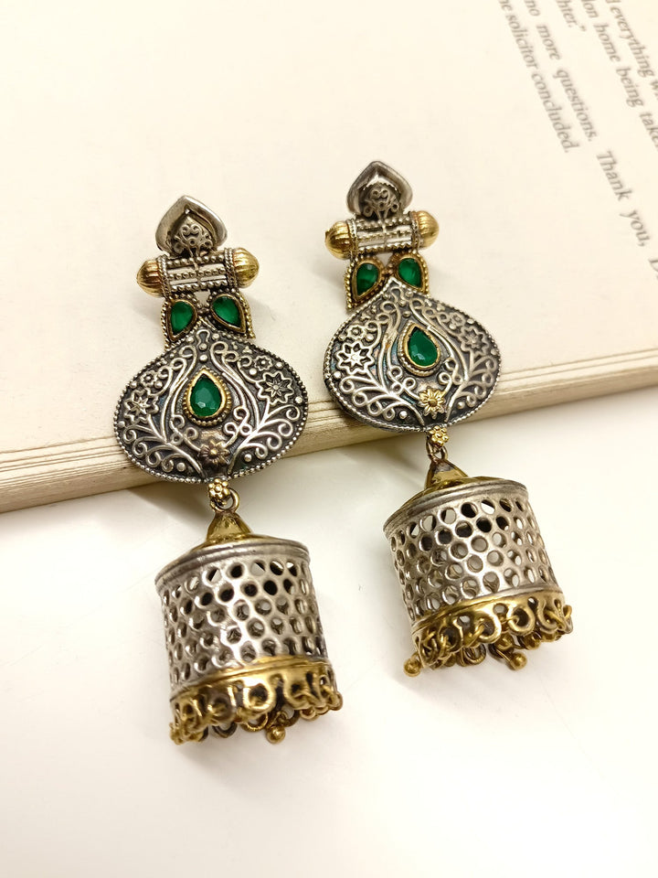 Mini Green Oxidized Jhumki