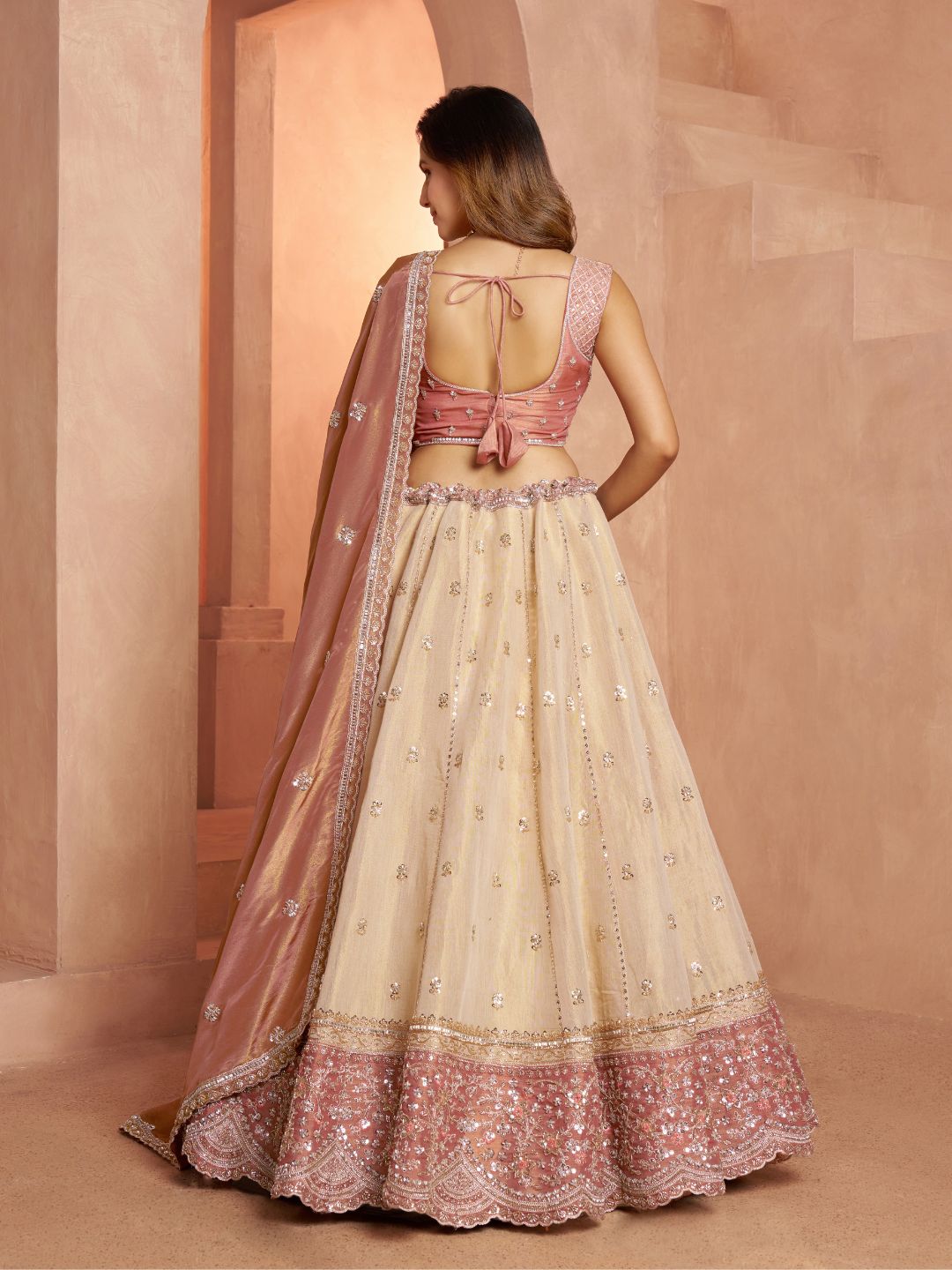 Designer Peach  Lehenga with Luxurious Embellished Details