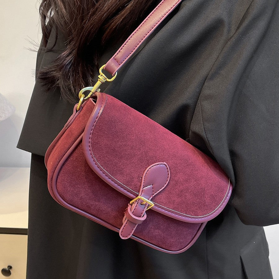 Women's Saddle Luxe Sling Bag - Matte Vintage Crossbody with Signature Buckle & Adjustable Wear