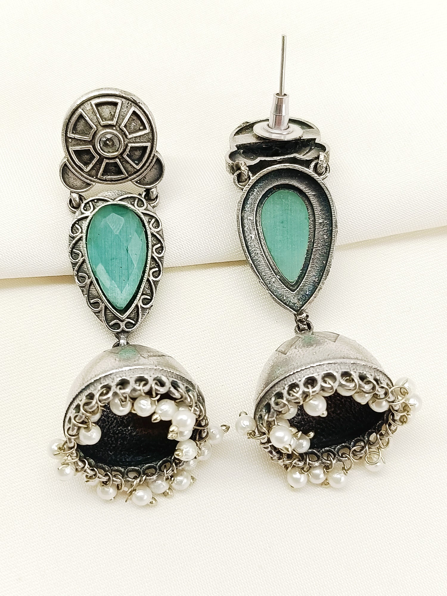 Upasana Mint Green Oxidized Jhumki