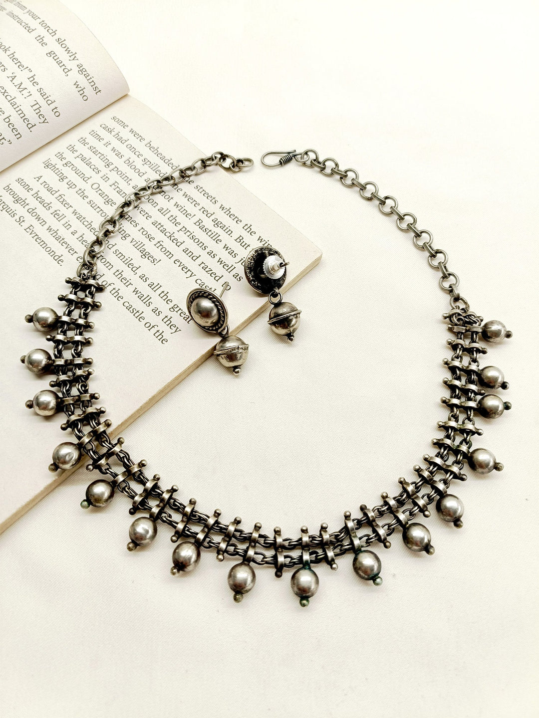 Rakhi German Silver Oxidized Necklace Set