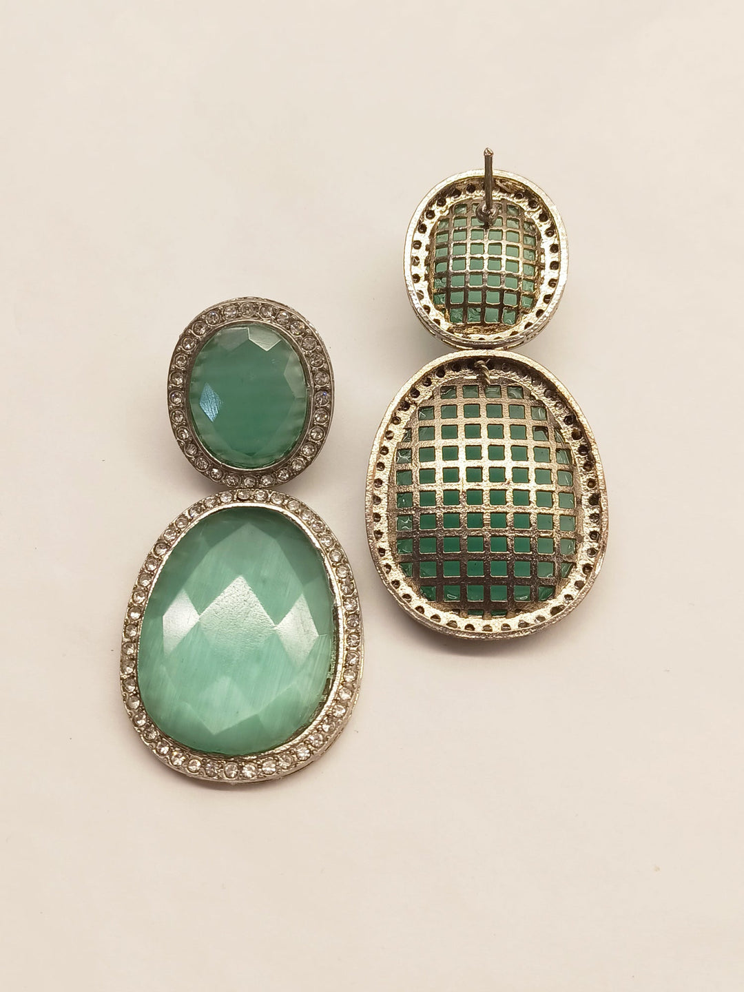 Sandhya Western Earrings In Mint Green