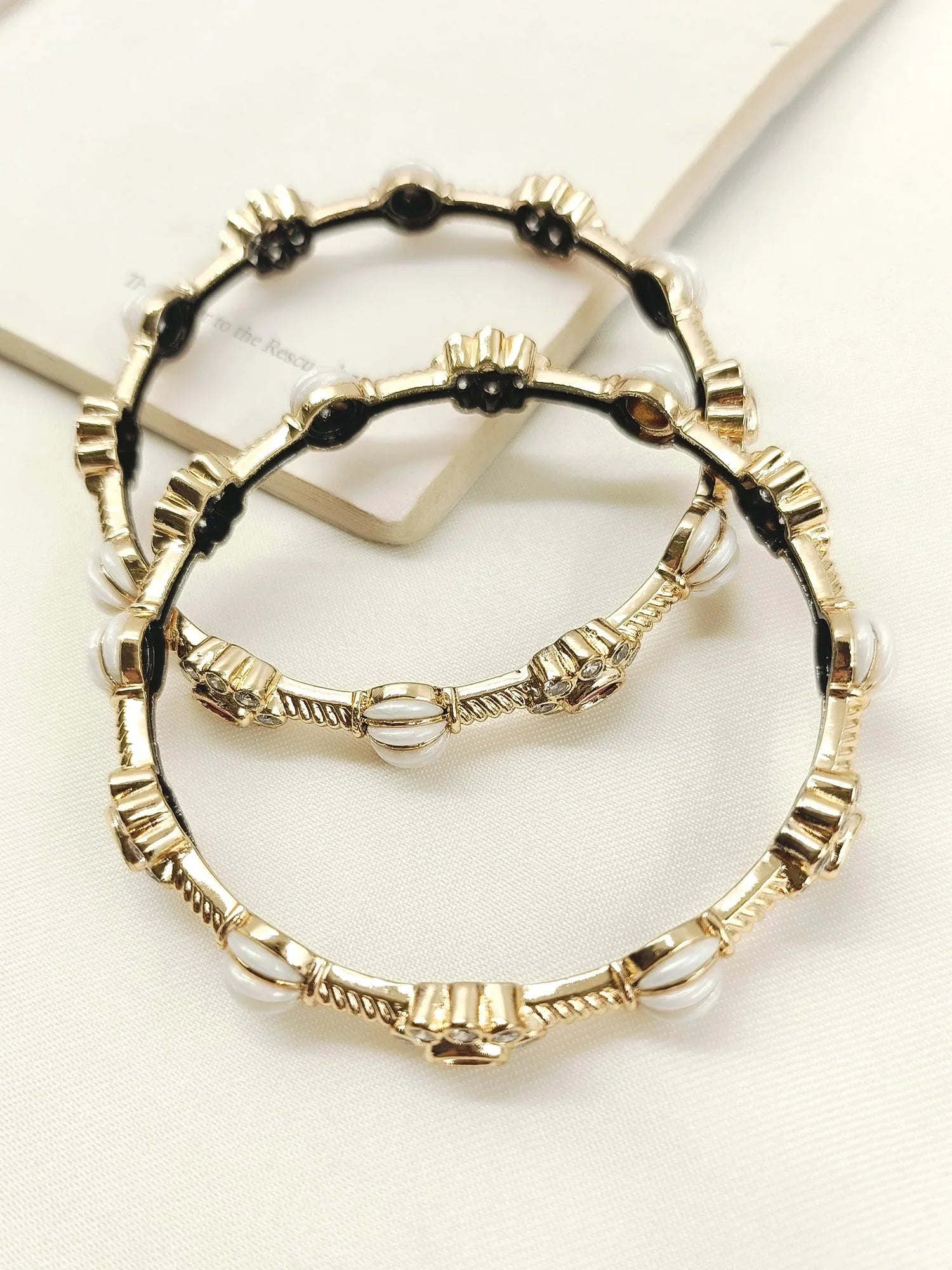Chandralekha White Antique Bangles