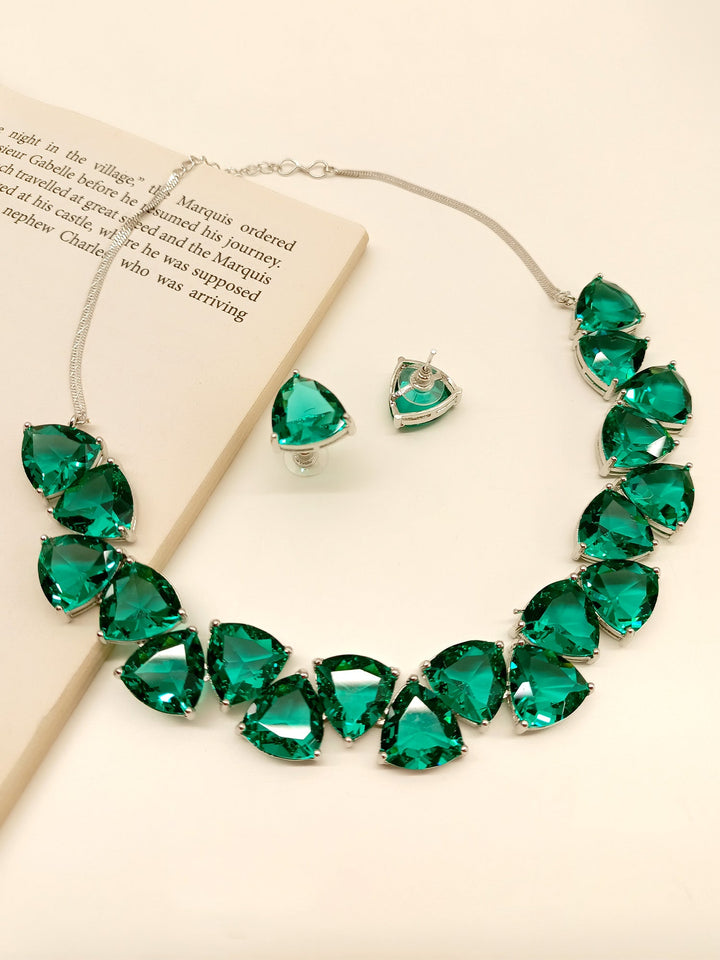 Prakriti Turquoise American Diamond Set