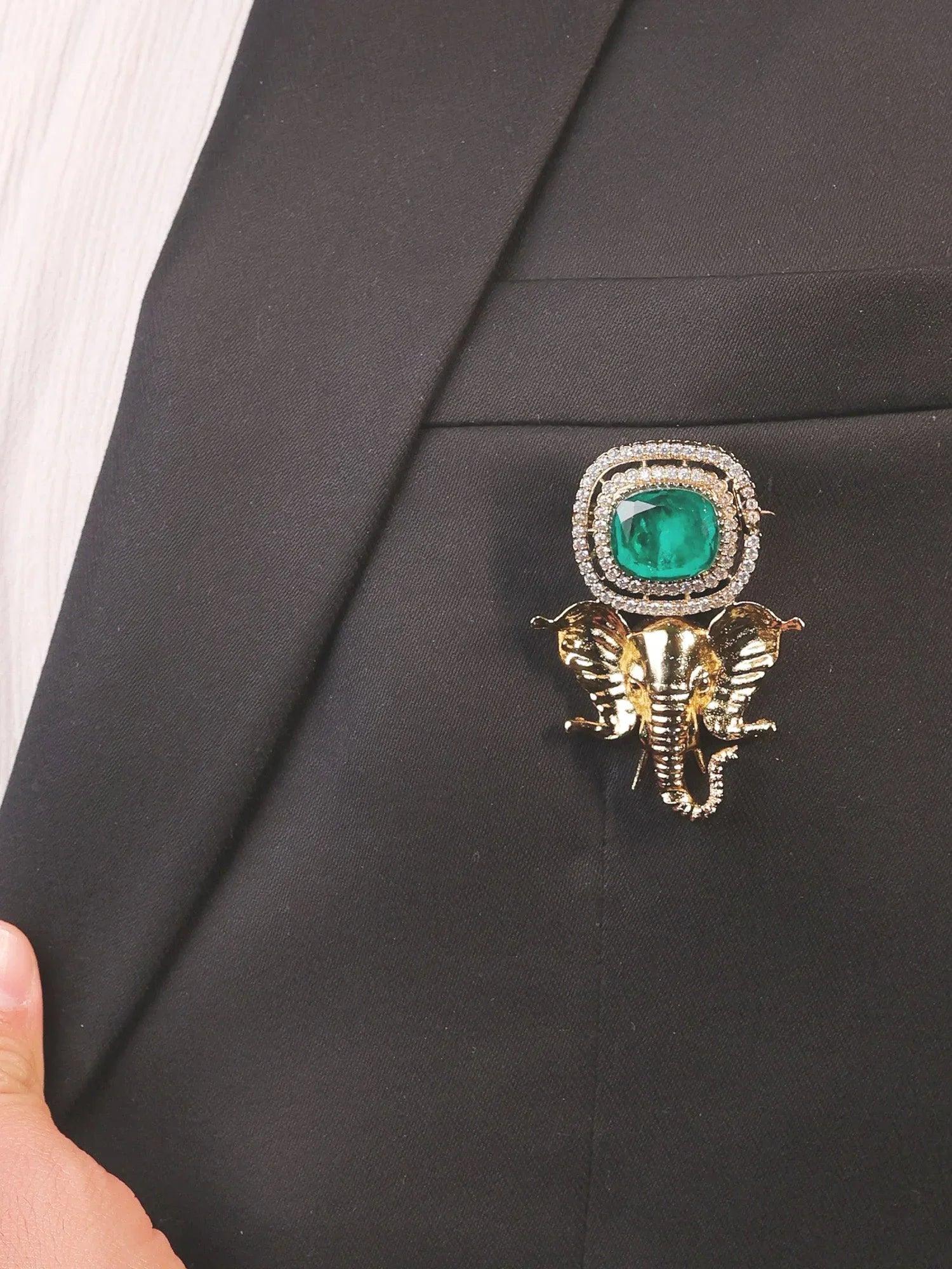 Gajraj Green Ganesh Ji Brooch