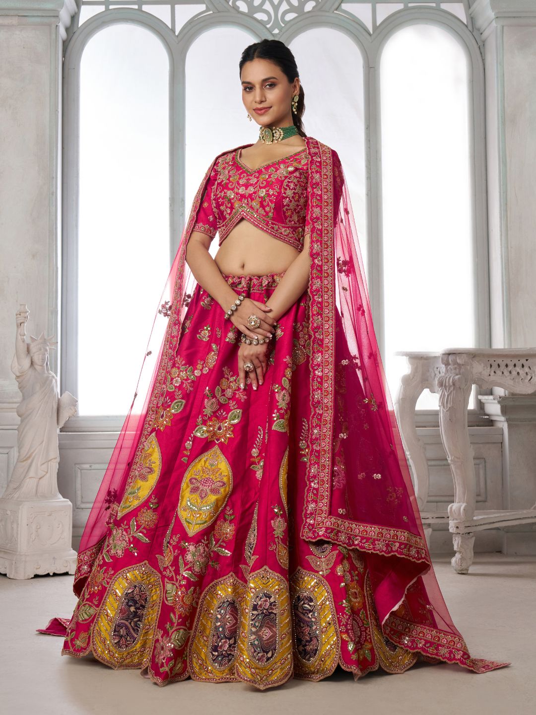 Rani Bridal Lehenga Choli with Intricate Heritage Embroidery