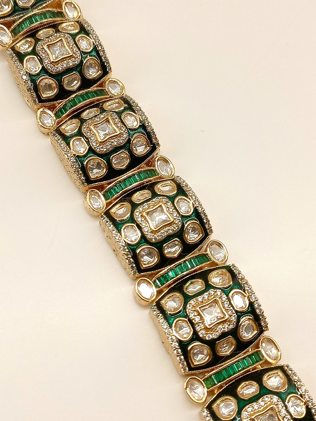 Ahira Green Kundan Bracelet