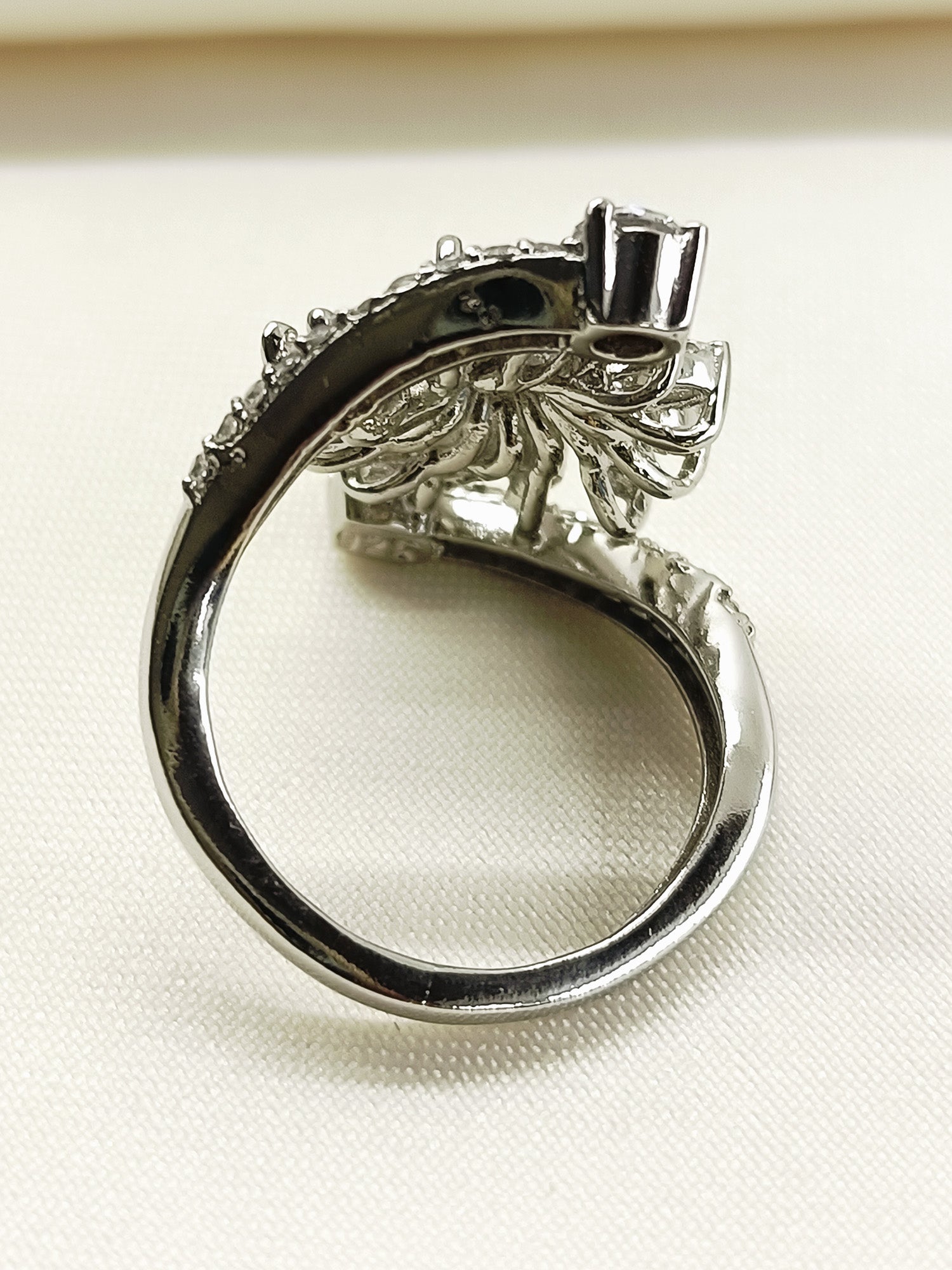 Bernadette 92.5 Silver American Diamond Finger Ring - qivii