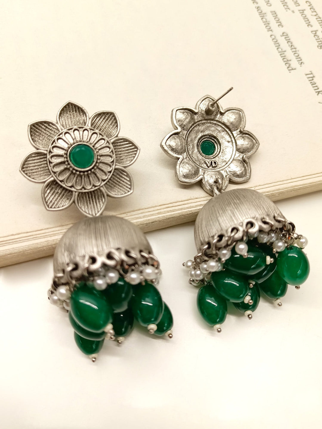 Ati Green Oxidized Jhumki