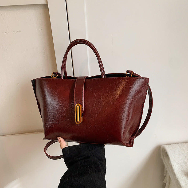 Women's Polished Commuter Tote - Textured Leather Convertible Work Bag | Spacious Crossbody to Handheld Carryall for Professionals